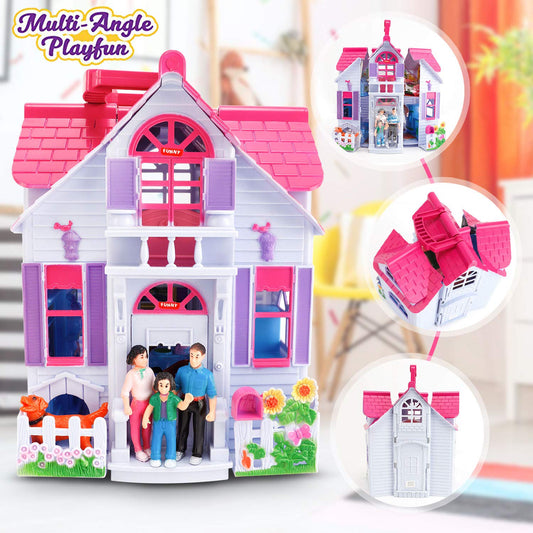 Liberty Imports dollhouse shows peekaboo windows for curious storytelling