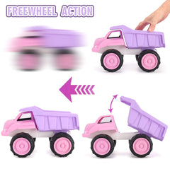 Liberty Imports pink dump truck side view highlights durable ABS construction