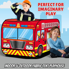 Liberty Imports fire truck tent fabric is easy to wipe clean after messy play.