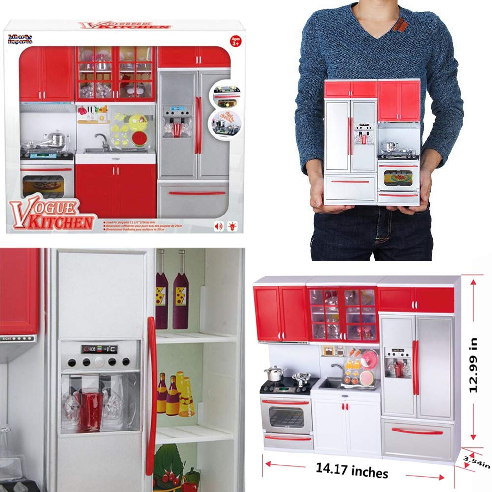 Liberty Imports Gourmet Red Doll Kitchen full set fuels rich storytelling experiences.