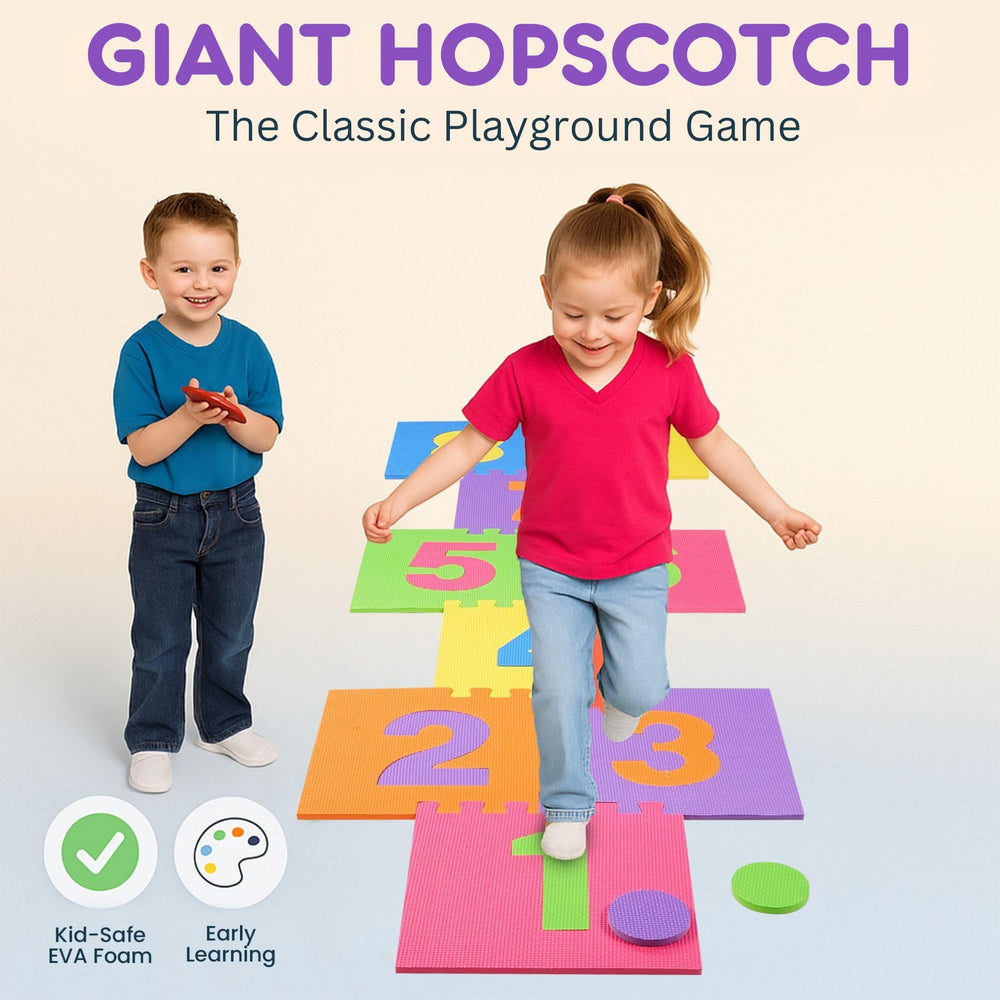 Liberty Imports Hopscotch Playmat bright colors layout enhances visual stimulation during active games