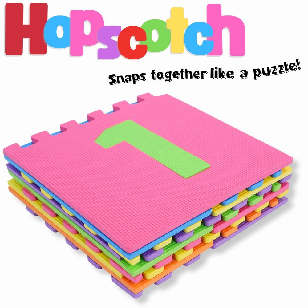 Liberty Imports Hopscotch Playmat interlocking foam tiles assembled for safe, interactive floor play