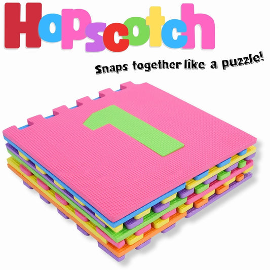 Liberty Imports Hopscotch Playmat interlocking foam tiles assembled for safe, interactive floor play