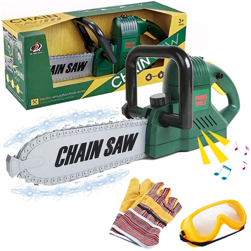 Liberty Imports kids electric chainsaw toy front view showing durable construction for pretend yard work