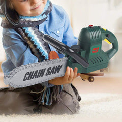 Liberty Imports chainsaw toy features a rotating chain and loud safe engine sounds