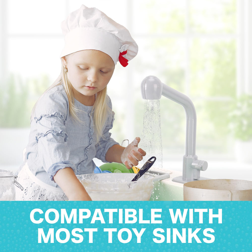 Liberty Imports faucet installed on sink demonstrates realistic pretend kitchen setup