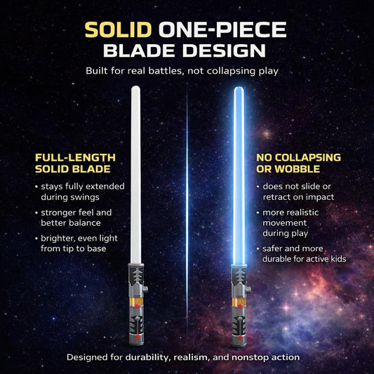Liberty Imports LED saber glow shows bright power-up effects for dramatic duels.
