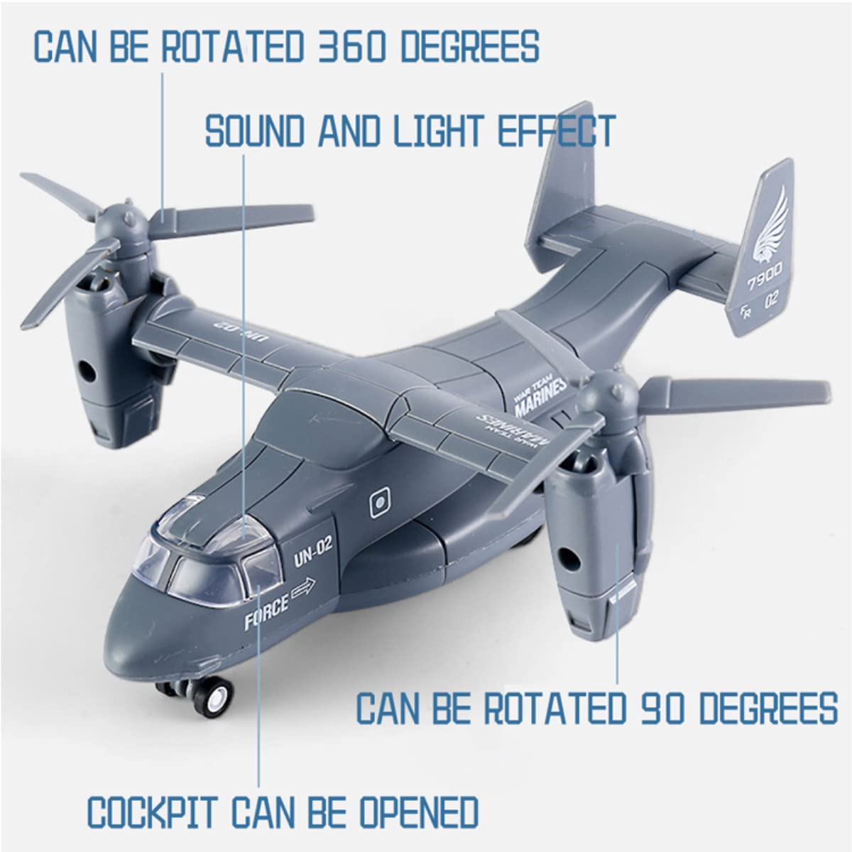 Lights and sounds on Liberty Imports helicopter enhance realism