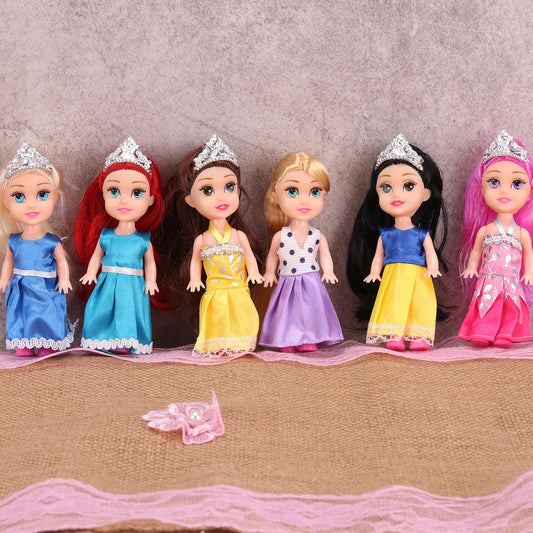 Close-up of Liberty Imports Little Royal Princess dolls dress details and shimmering gowns
