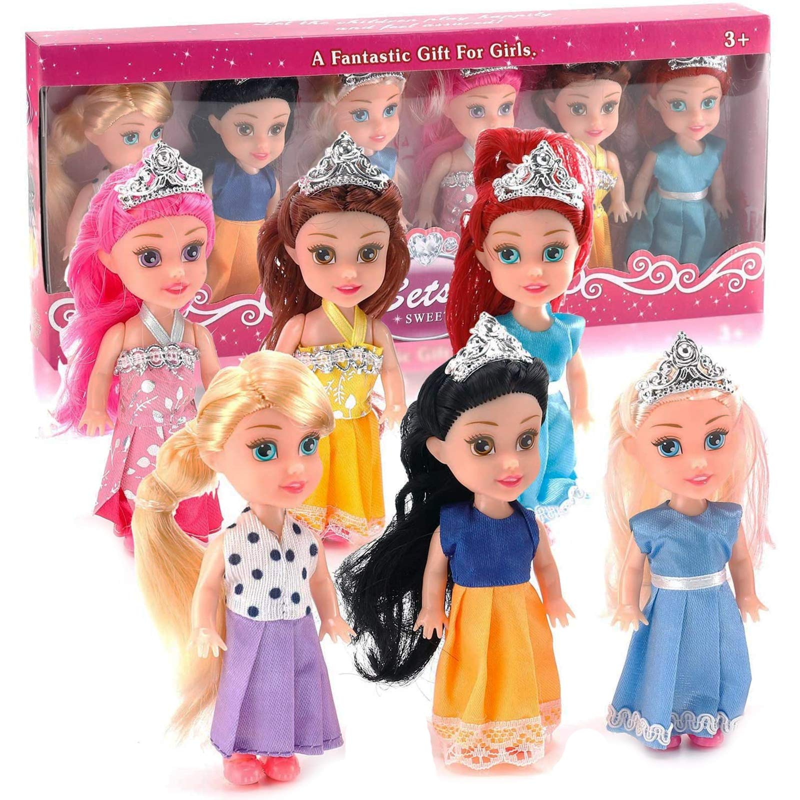Liberty Imports Little Royal Princess dolls wearing detailed dresses for imaginative pretend play.