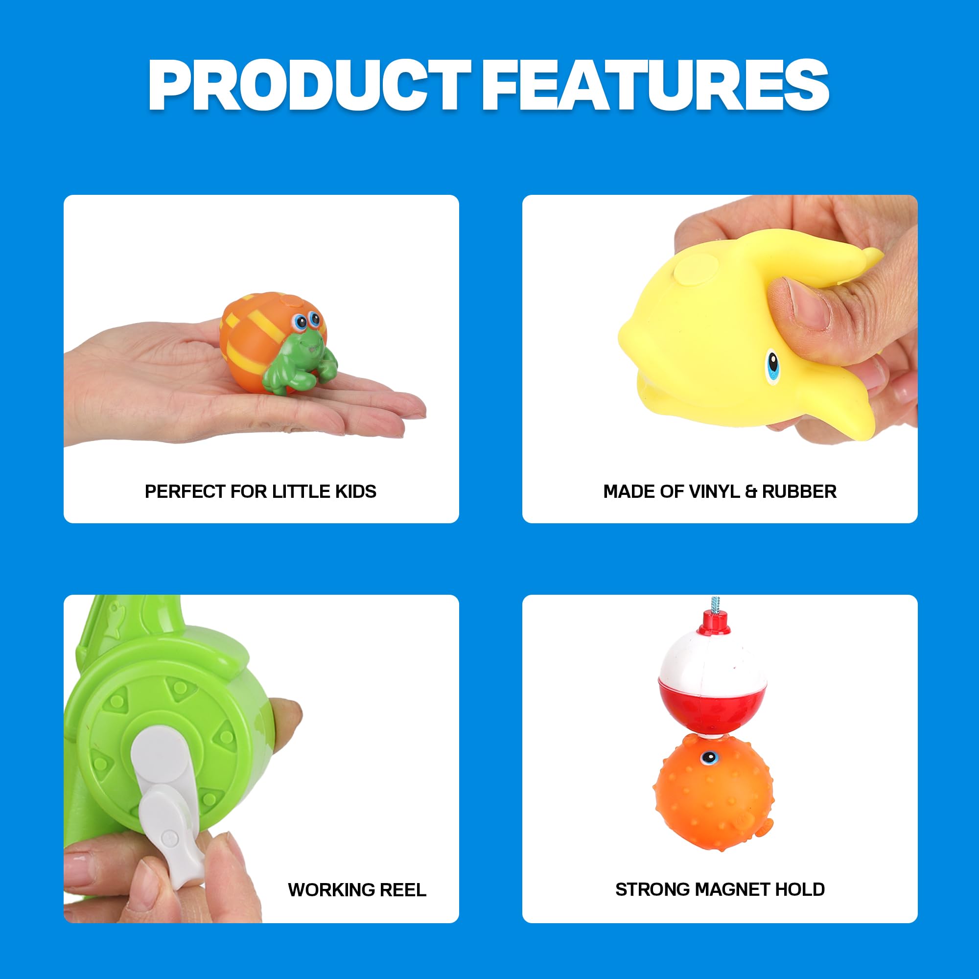 Liberty Imports magnetic bath poles and net enabling safe, easy catch-and-release play