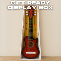 Mahogany finish guitar ready for curious young musicians