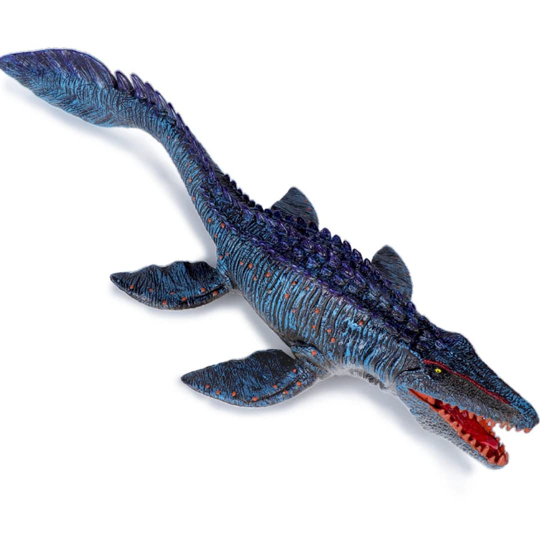 Liberty Imports Mosasaurus toy figure with open jaw enables interactive play.