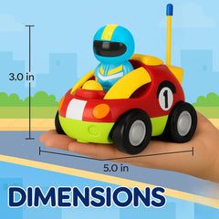 Liberty Imports My First Cartoon RC Car durable materials resist rough toddler handling.