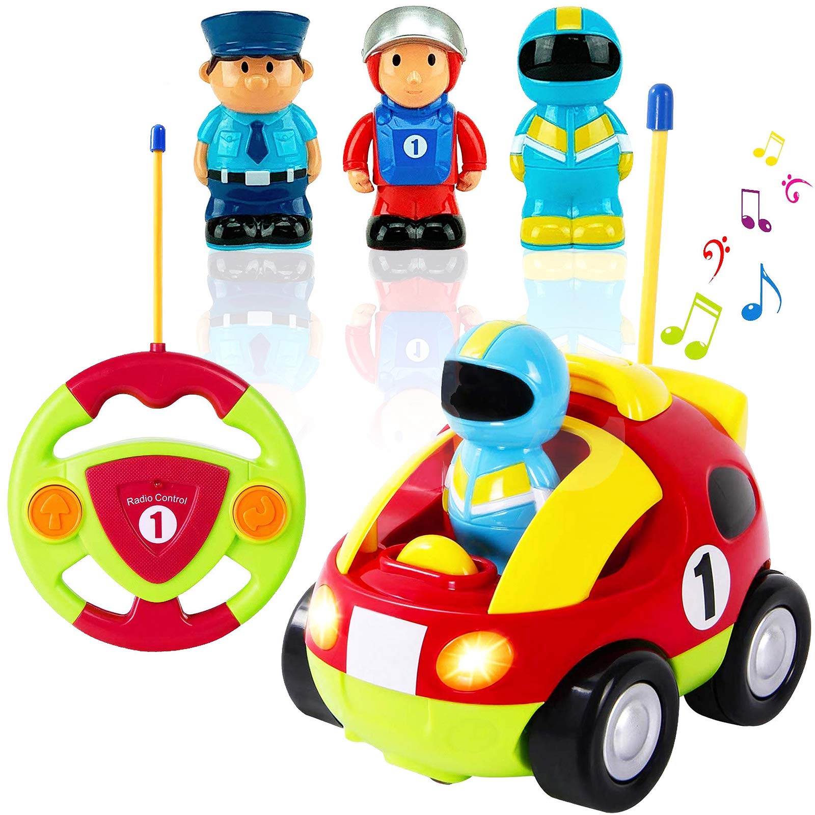Liberty Imports My First Cartoon RC Car front view showcases a toddler-friendly design for easy grip.
