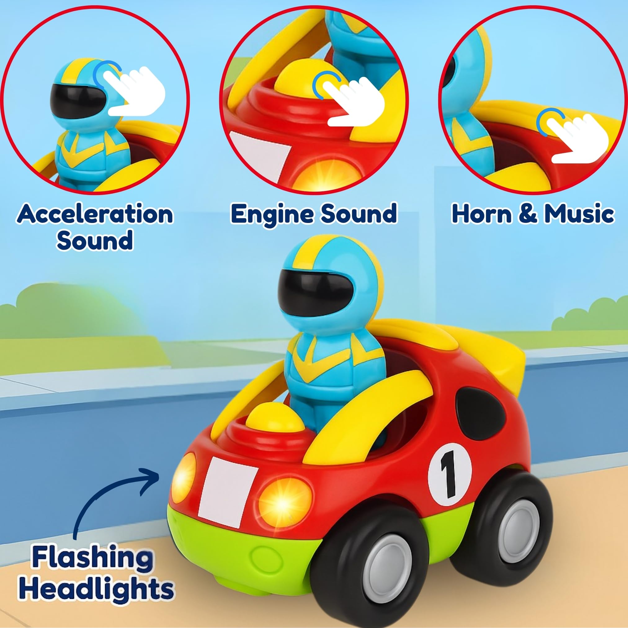 Liberty Imports My First Cartoon RC Car remote control demonstrates simple two-button operation for beginner drivers.