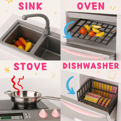 Liberty Imports pink doll kitchen fridge offering compact storage for doll-sized groceries.