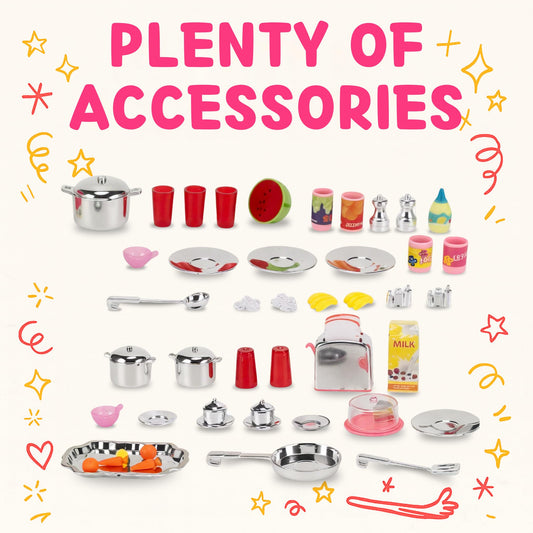 Liberty Imports pink doll kitchen oven with opening doors for interactive play.