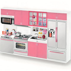Liberty Imports pink doll kitchen stove with realistic lights for immersive pretend cooking.
