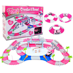 Liberty Imports Pink Magic Track Set packaging emphasizes quick setup and easy storage.