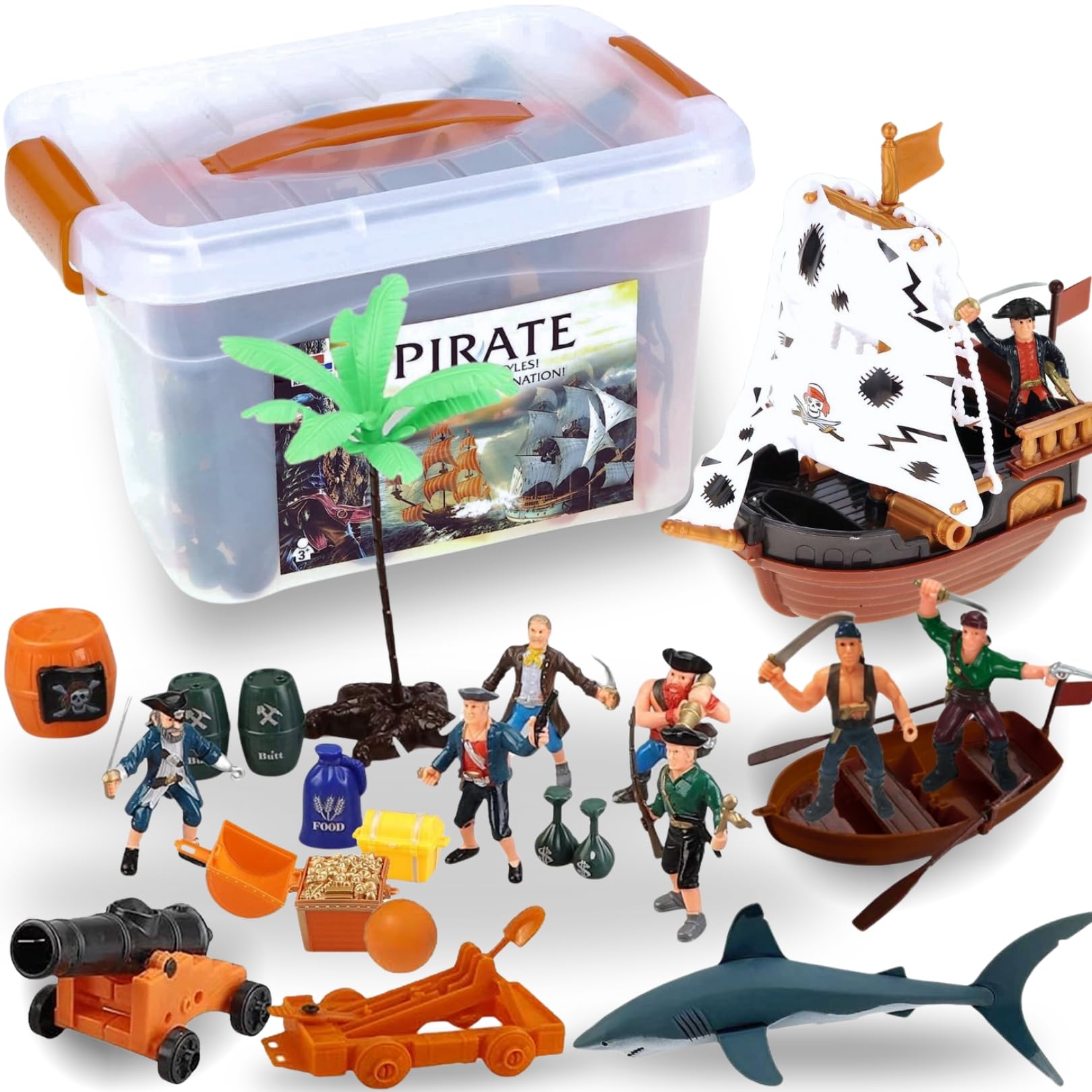 Liberty Imports pirate bucket figures ready for imaginative pretend play adventures.