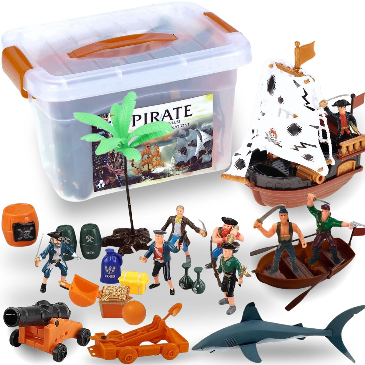 Liberty Imports pirate bucket figures ready for imaginative pretend play adventures.