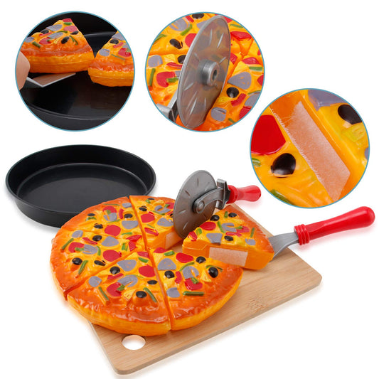 Liberty Imports pizza cutter shown for safe cutting during play