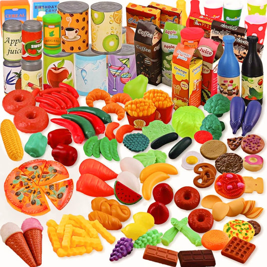 Liberty Imports 120-piece pretend play fruits and vegetables enhance imaginative kitchen play.