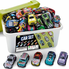 Liberty Imports pull-back cars front view with bright colors for fast playtime