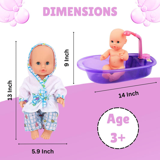 Purple Liberty Imports tub with detachable shower enables interactive water play.