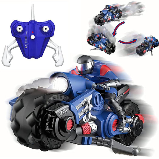 Liberty Imports RC Stunt Bike blue front view showing futuristic design.