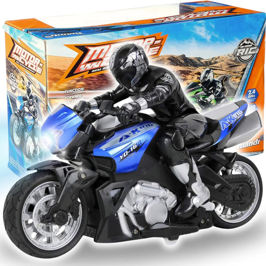 Liberty Imports RC stunt motorcycle with 360° drift action for exciting backyard stunts and high-speed runs.