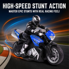 Liberty Imports RC motorcycle offers long play with a high-capacity battery.