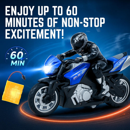 Liberty Imports RC bike includes riding figure for realistic play and display.