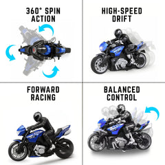 Liberty Imports RC bike's shockproof design absorbs impacts for indoor and outdoor use.