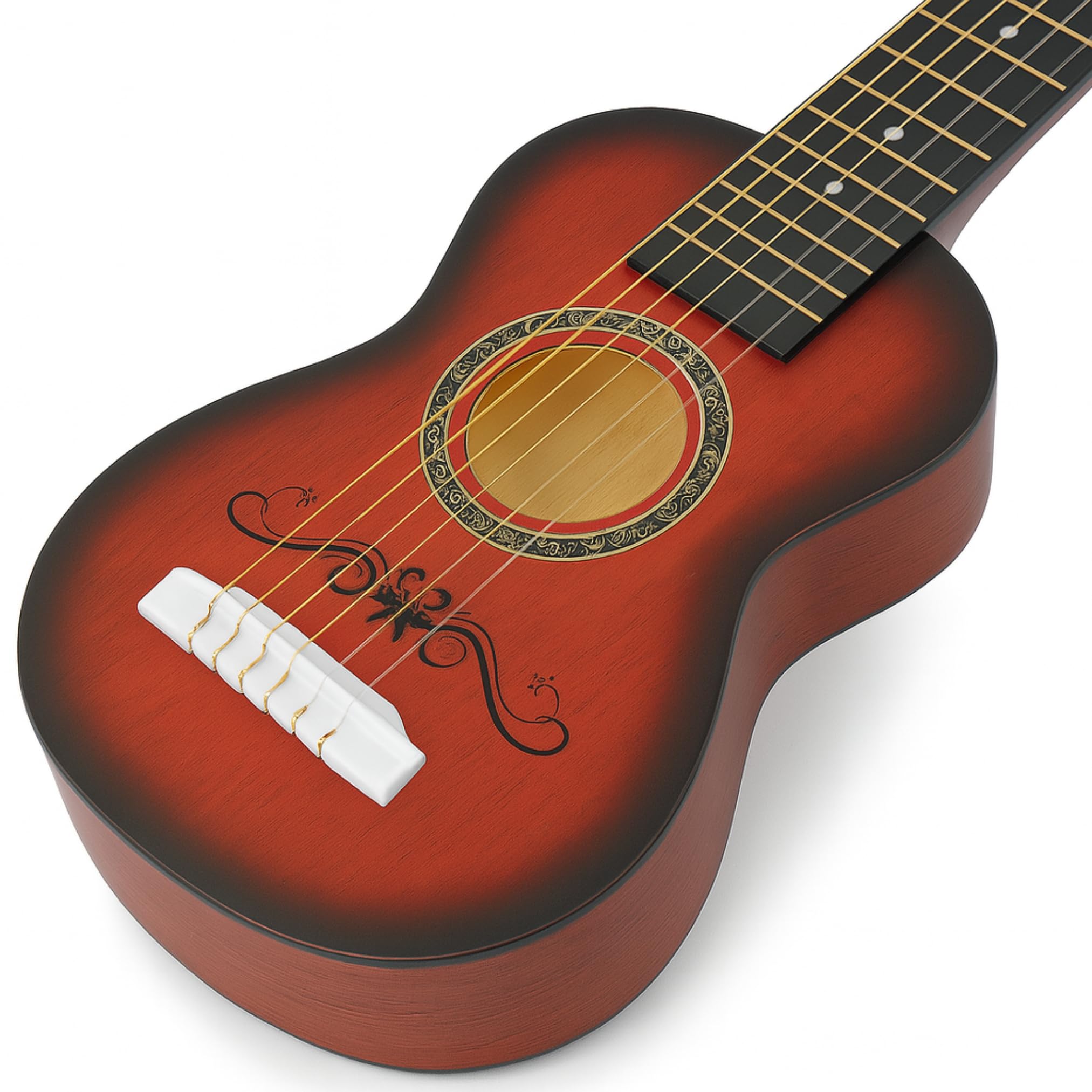 Kid-friendly shot of realistic strings showing real guitar feel