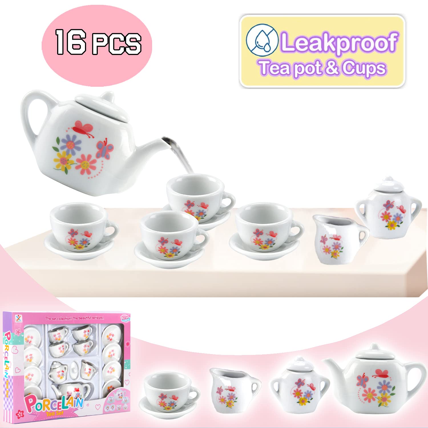 Liberty Imports rose flower tea set saucers perfect for tiny hands.