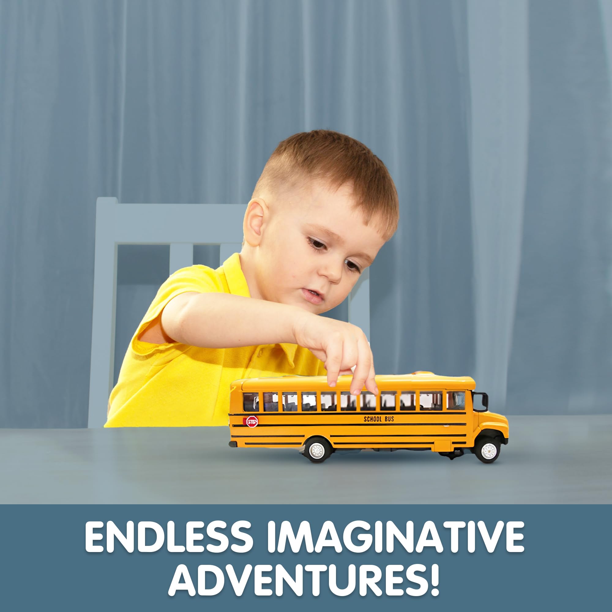 Liberty Imports diecast bus with rubber tires for durable indoor use