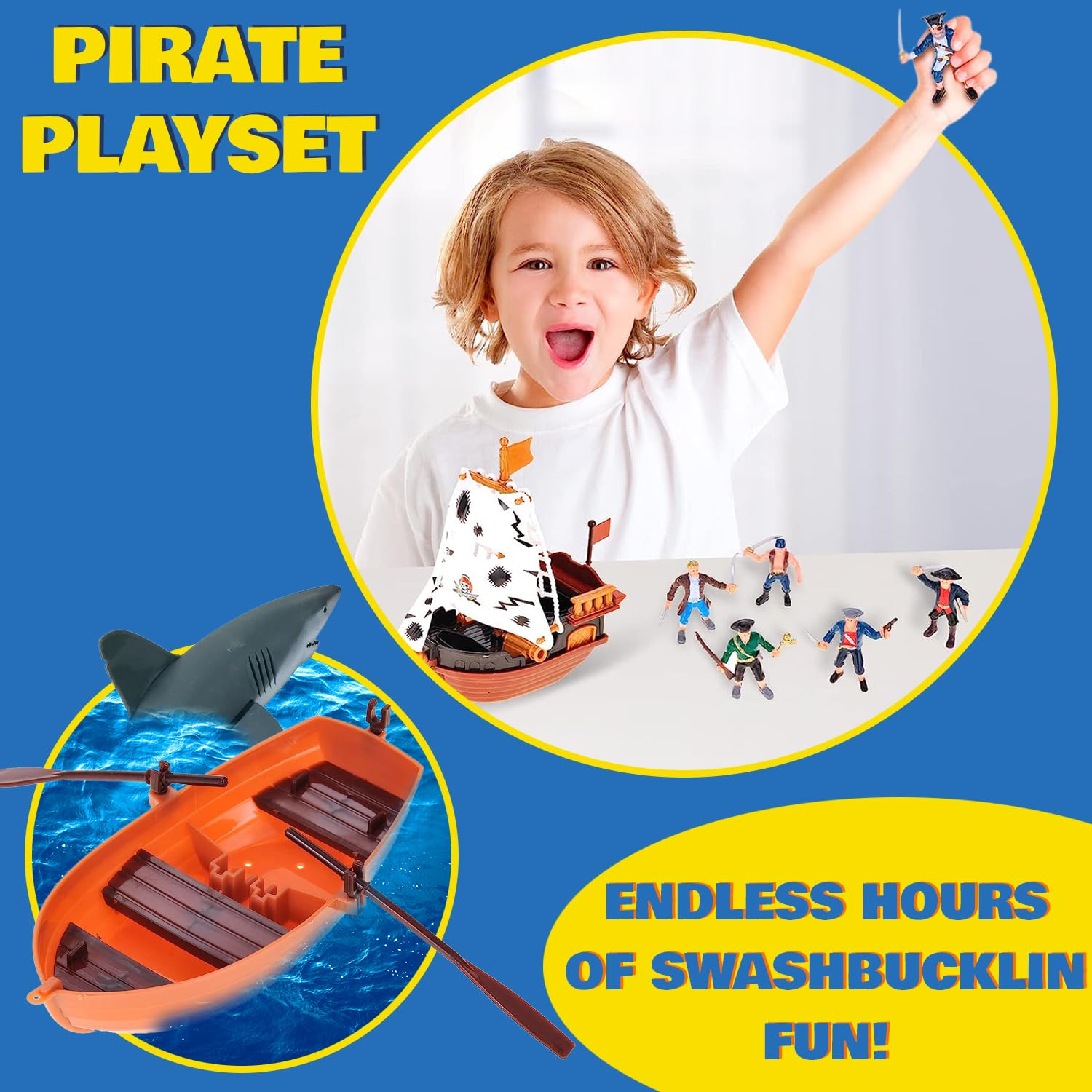 Liberty Imports six-and-a-half-inch pirate ship invites interactive battles and storytelling.