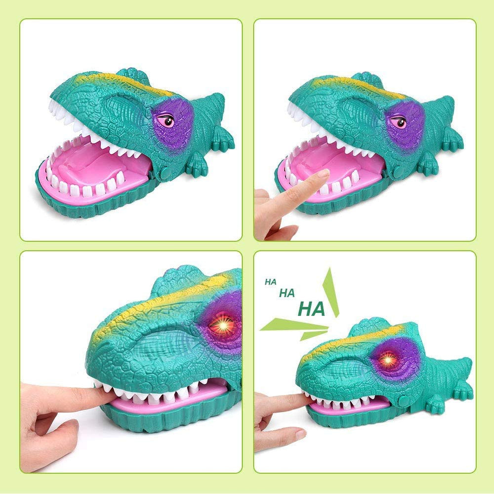 Liberty Imports Snappy Dinosaur Dentist toy with bright LED light feature