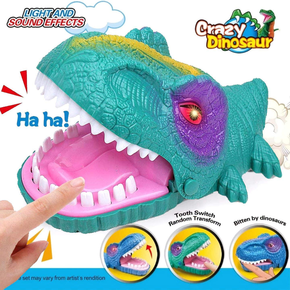 Liberty Imports Snappy Dinosaur Dentist toy triggers sore tooth and chomp