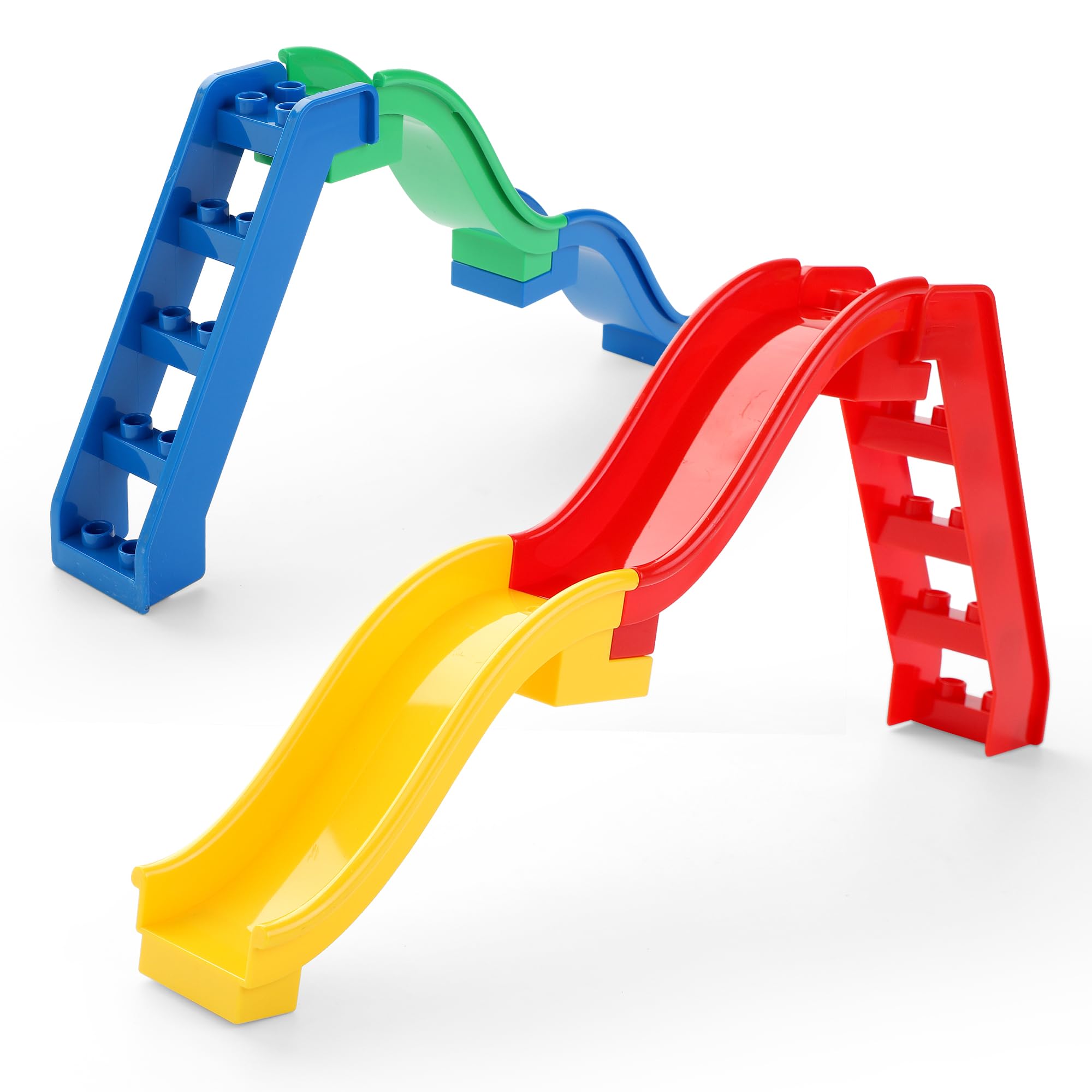 Swing, seesaw, and stairs add motion to early construction play
