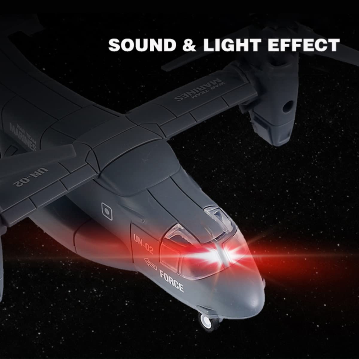 Tiltrotor transport helicopter with pullback action for interactive play
