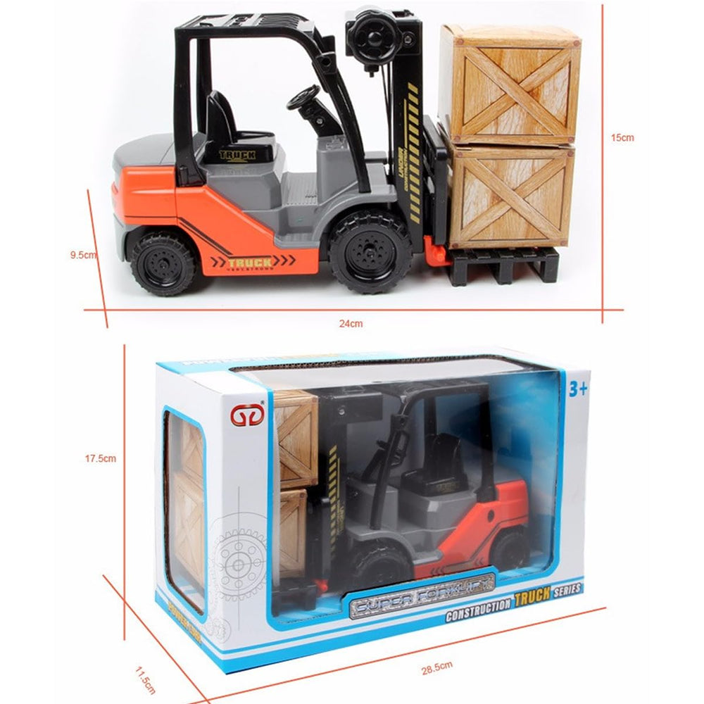 Liberty Imports forklift and pallet set supports creative warehouse storytelling.