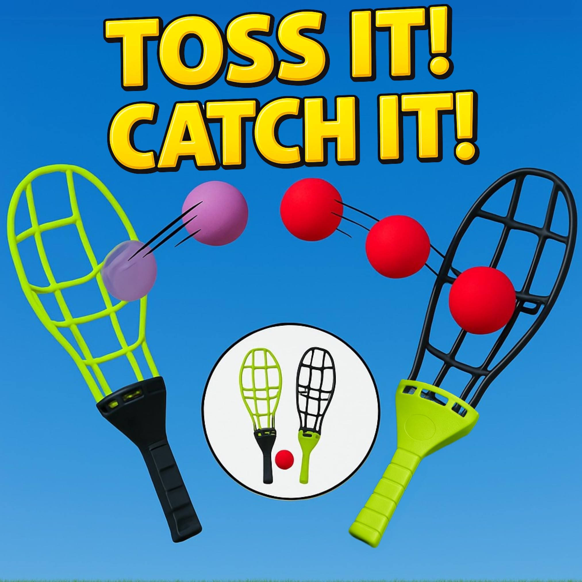 Liberty Imports Trackball Sport Chuck and Catch Ball: jumbo rackets for easy catches