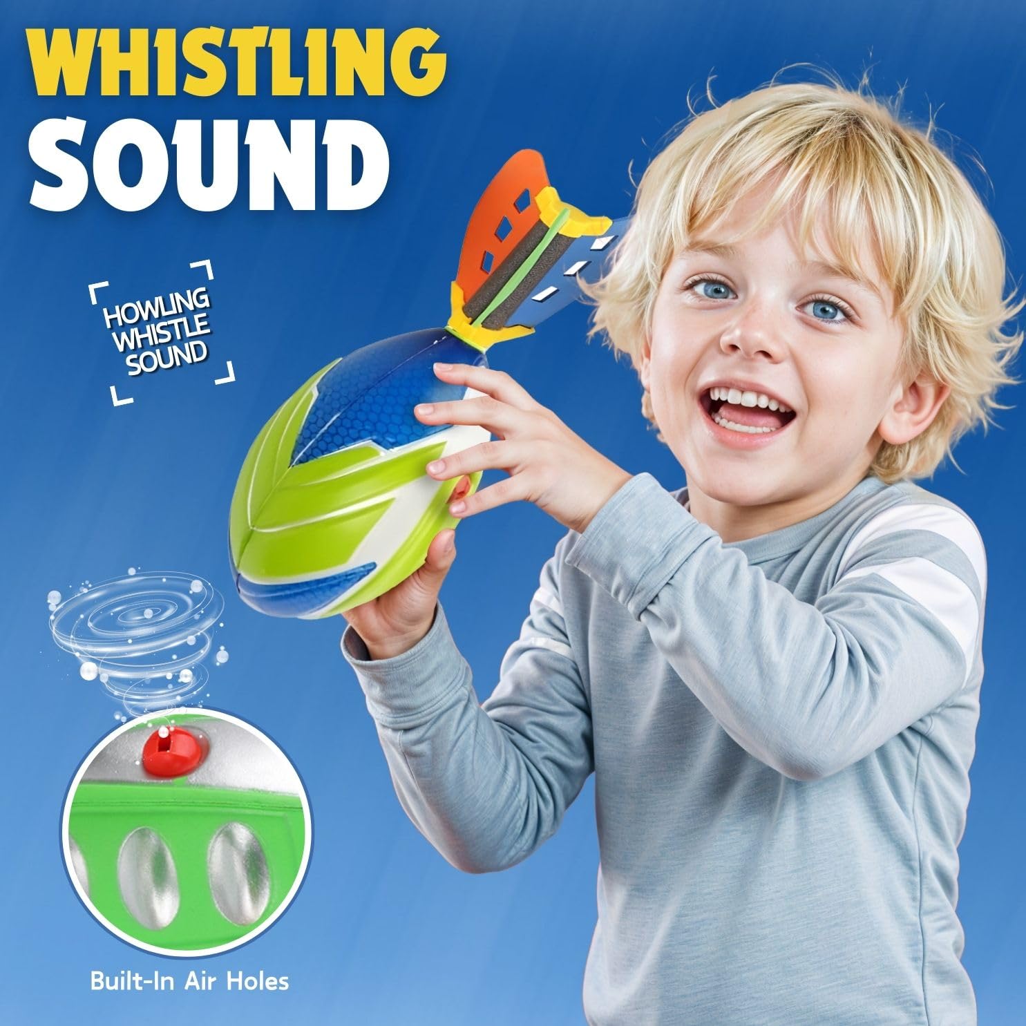 Liberty Imports whistling foam football orange tail aids tracking during outdoor games