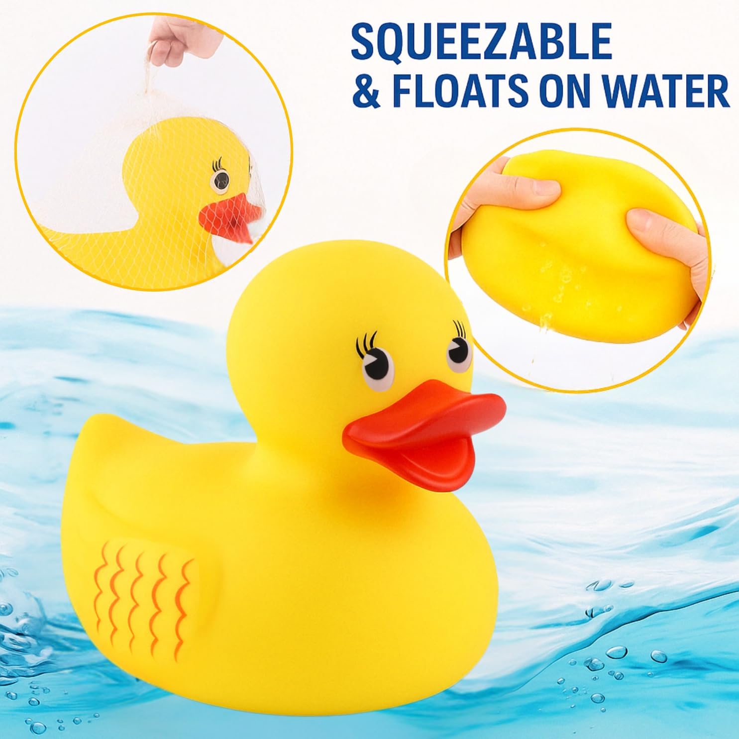 Giant yellow rubber duck for kids' bath time