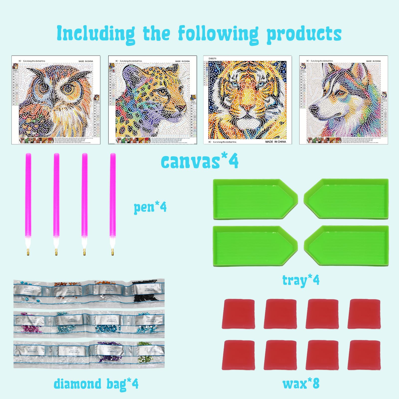 Libfx Diamond Art Kit for Kids leopard design encourages patience with sparkling diamonds