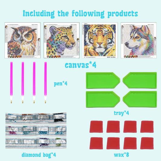 Libfx Diamond Art Kit for Kids leopard design encourages patience with sparkling diamonds