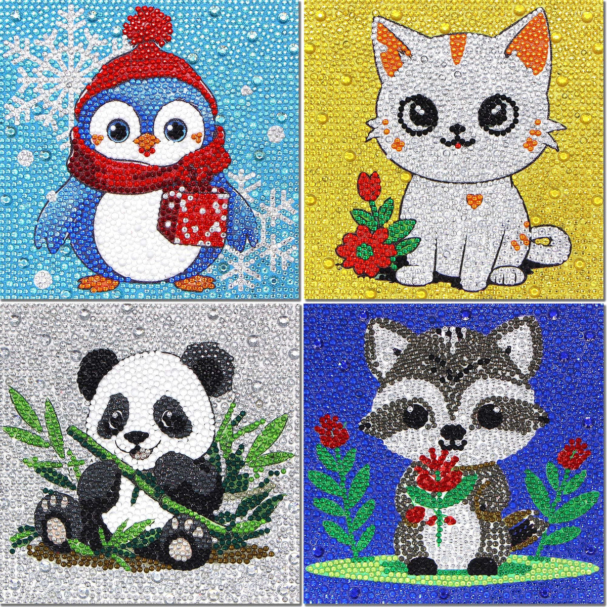 Libfx Penguin Panda Diamond Art Kit cover with sparkling gems for beginners